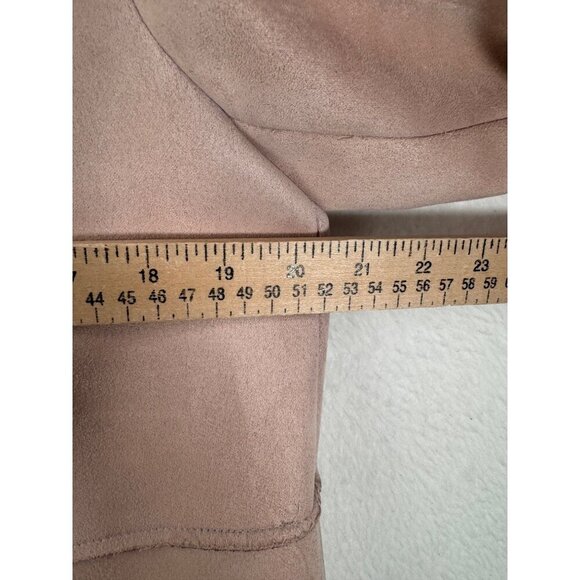 zara faux suede mid length coat preppy light pink 90s sz L - Picture 4 of 8